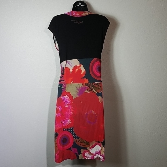 Desigual Azucena Midi Twist Front Floral Dress Md - Picture 4 of 8